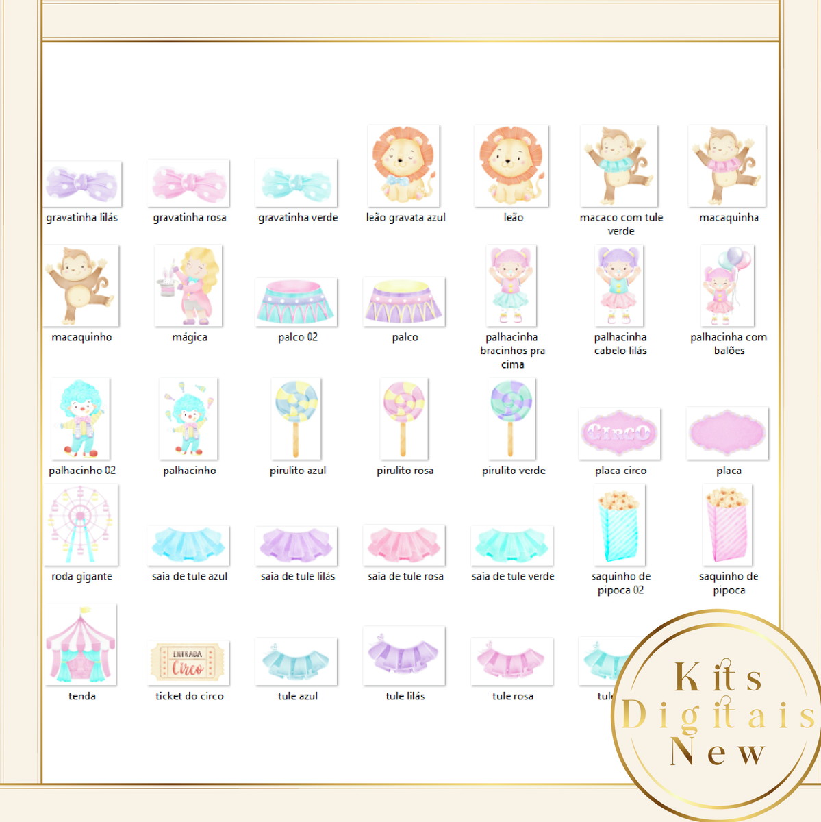 Circo Rosa Candy Color Aquarela Kit Digital - Imagem 4