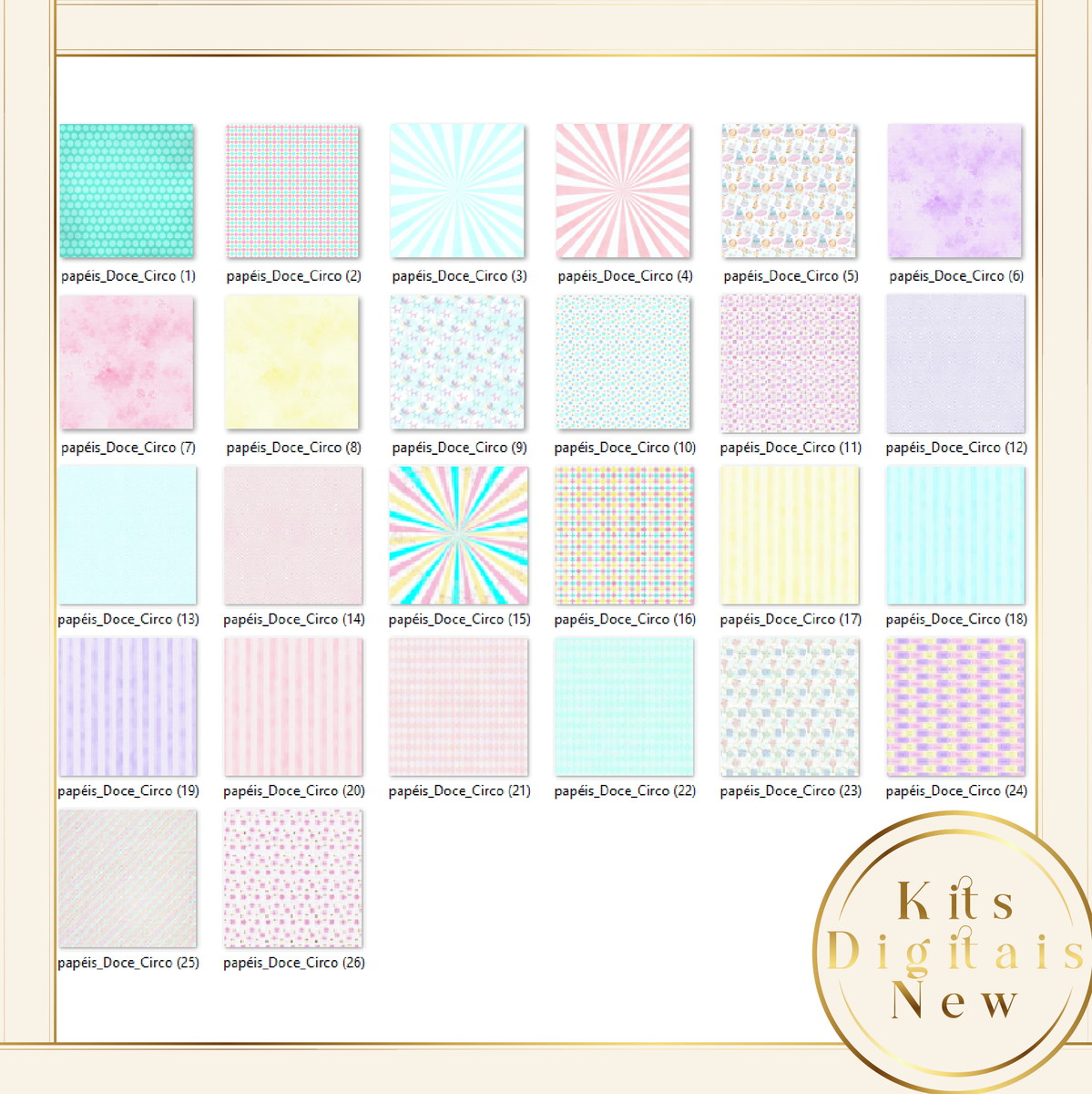 Circo Rosa Candy Color Aquarela Kit Digital - Imagem 3