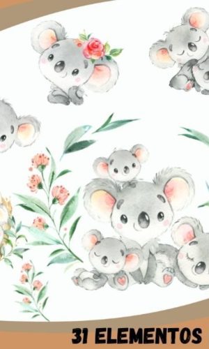 Coala Aquarela - Kit Digital
