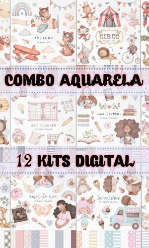 Combo - 12 Kits Digital Aquarela