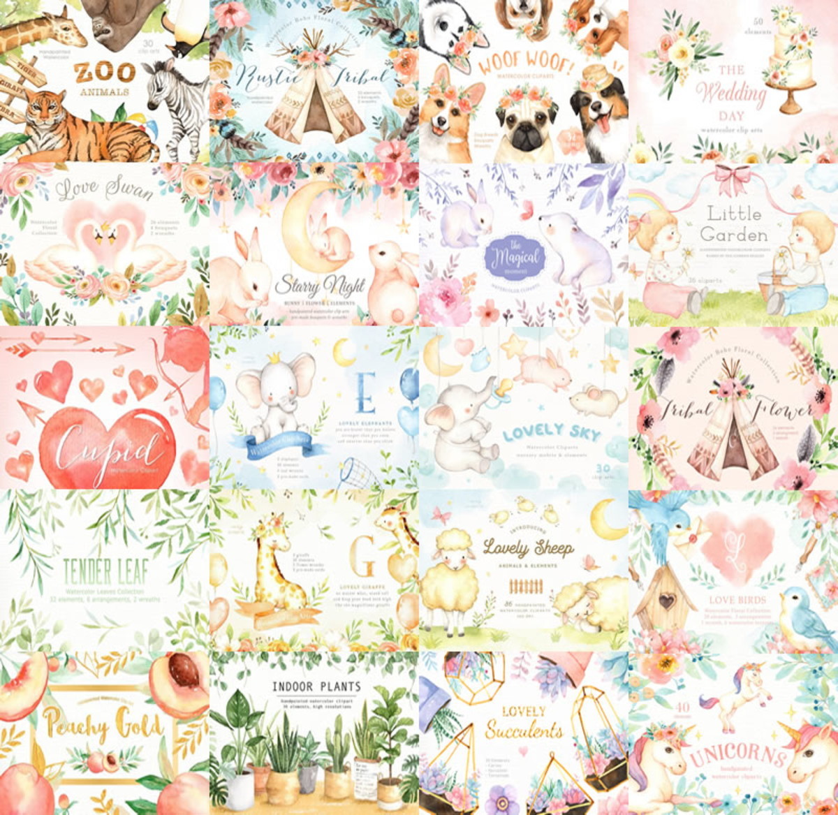 Combo - 42 Kits Aquarela Em Png - Imagem 3