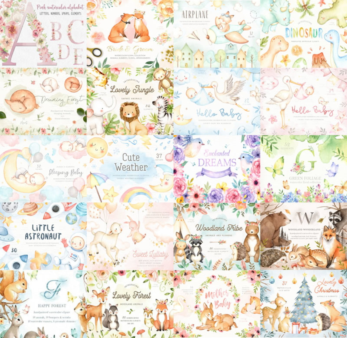 Combo - 42 Kits Aquarela Em Png - Imagem 2