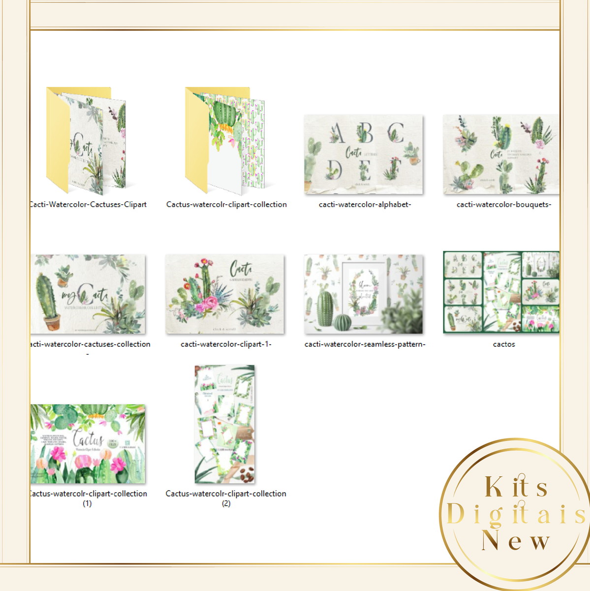 Combo 6 Kits Cactos Aquarela Kit Digital - Imagem 3