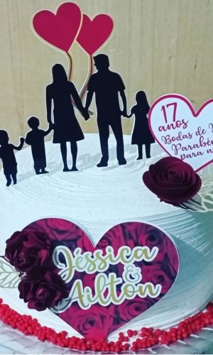 Combo + Arquivo De Corte - Topo De Bolo Bodas De Rosas