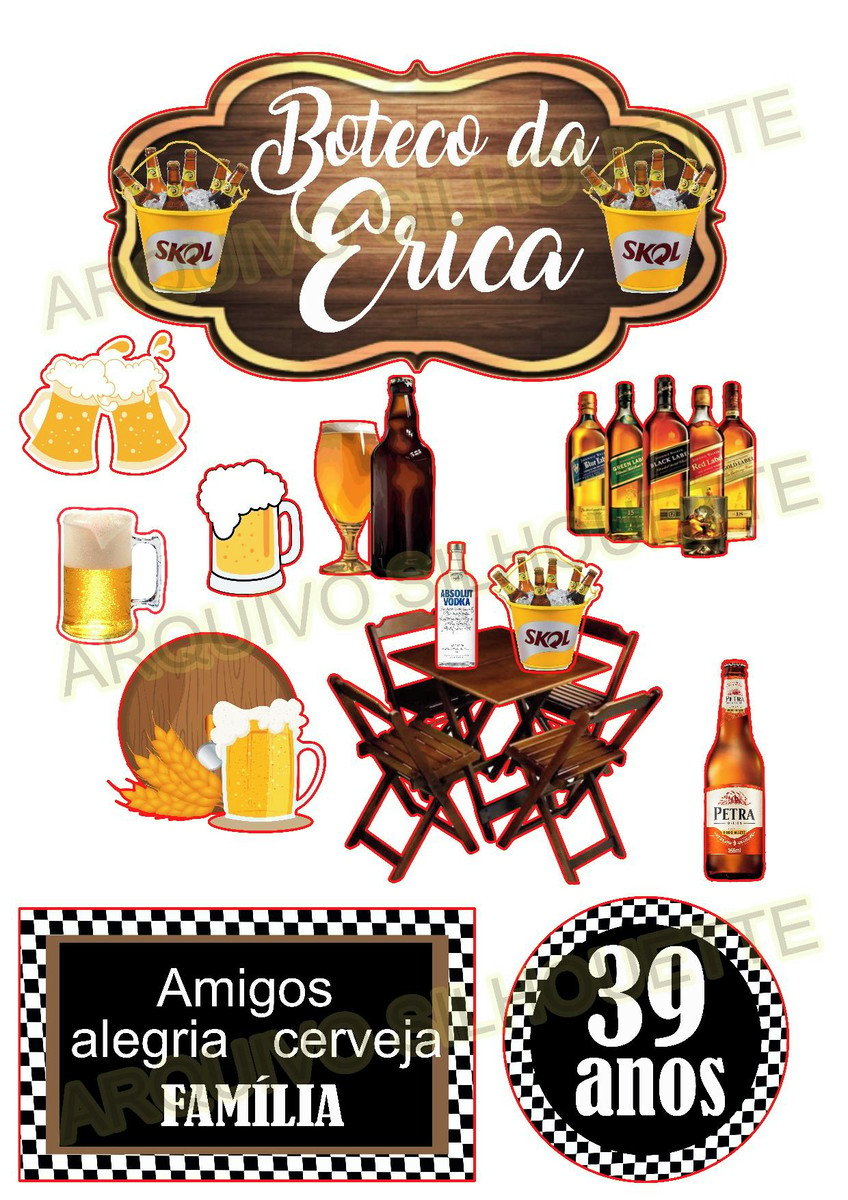 Combo + Arquivo de Corte - Topo de Bolo Boteco 2