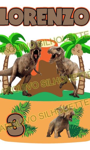 Combo + Arquivo De Corte - Topo De Bolo Jurassic