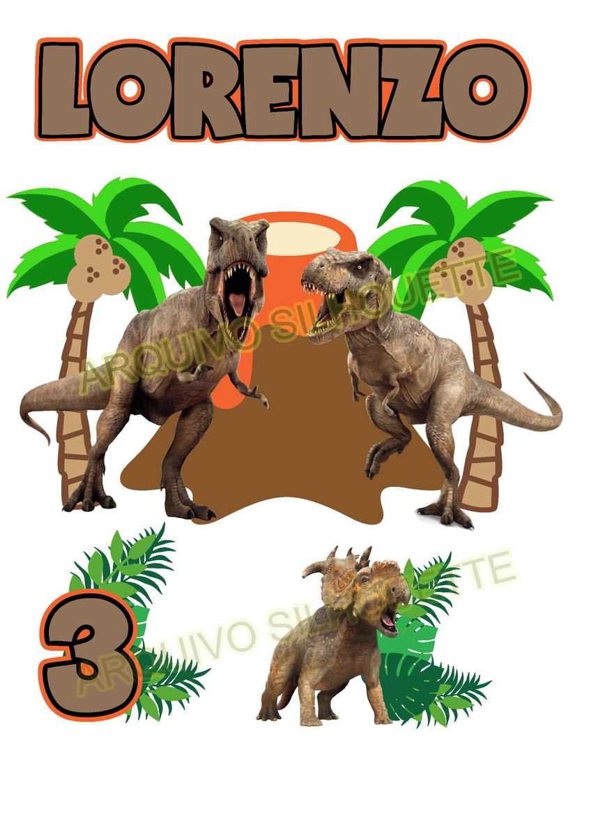 Combo + Arquivo De Corte - Topo De Bolo Jurassic - Imagem 2