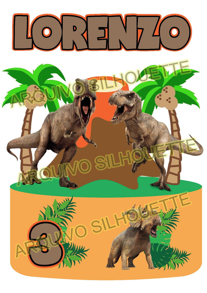 Combo + Arquivo De Corte - Topo De Bolo Jurassic