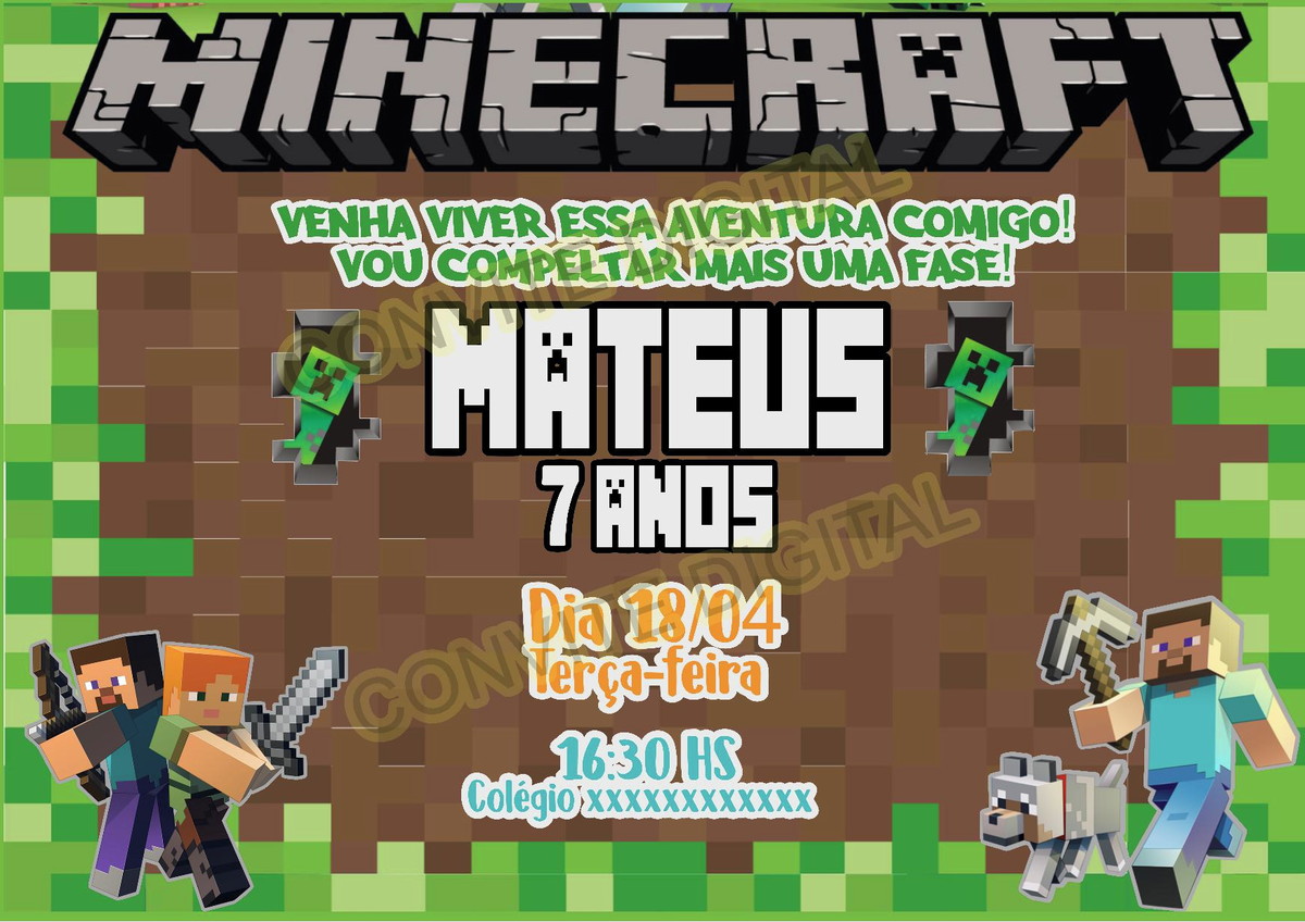 Convite Digital Minecraft
