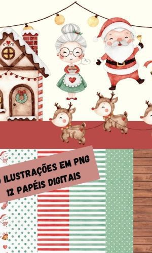 Doce Natal Aquarela Kit Digital