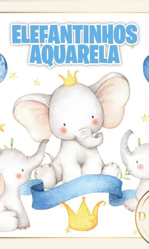 Elefantinho Elefante Aquarela Kit Digital