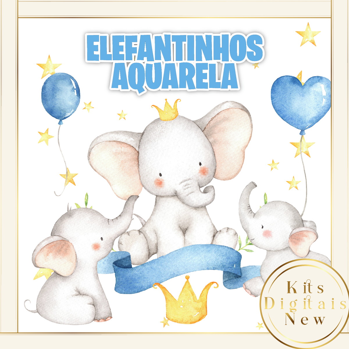 Elefantinho Elefante Aquarela Kit Digital