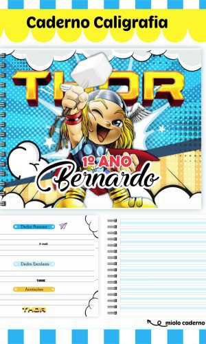 Etiquetas. Cadernos, Thor em Png e pdf