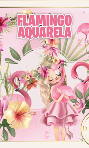Flamingo Aquarela Kit Digital
