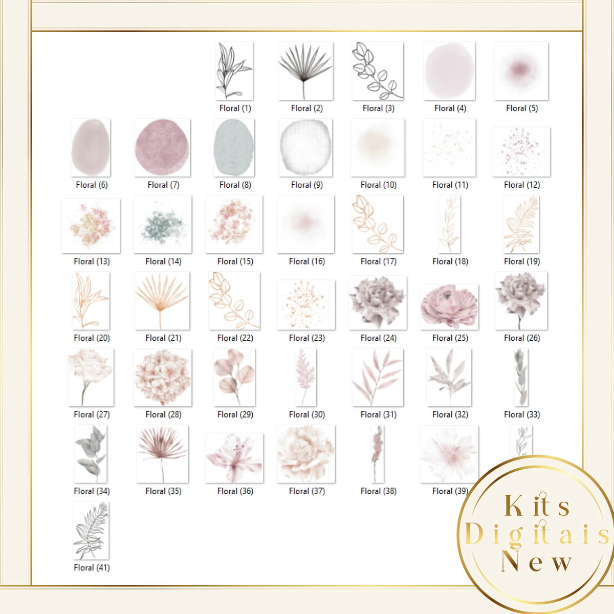 Floral Flor Aquarela Branco Kit Dogotal - Imagem 2