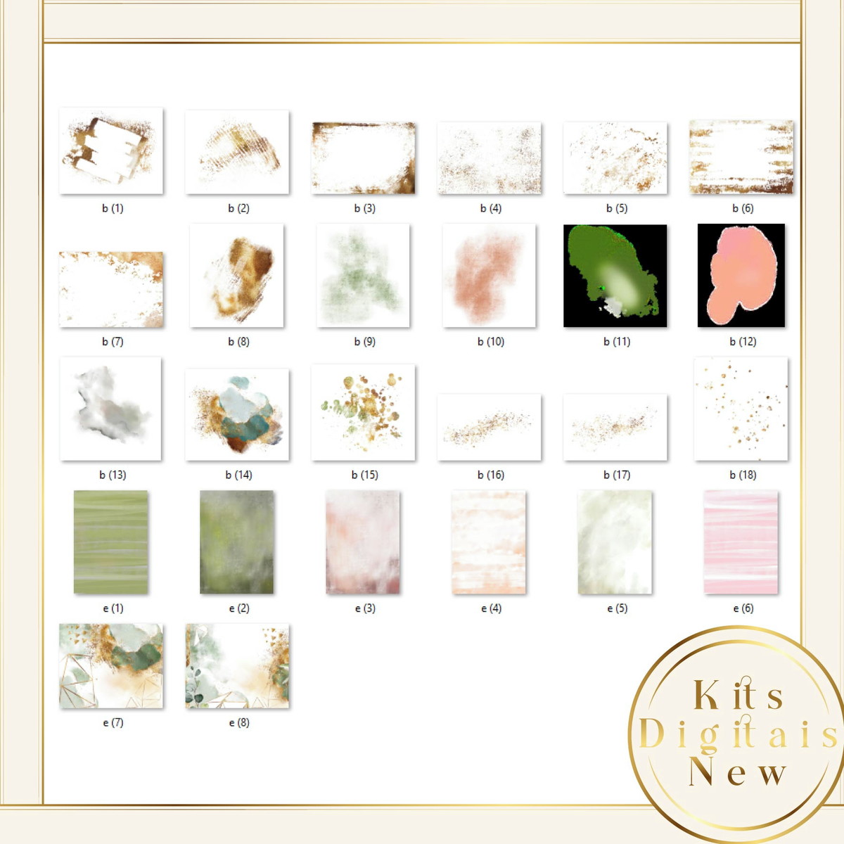 Floral Flor Aquarela Luxo Kit Digital - Imagem 4