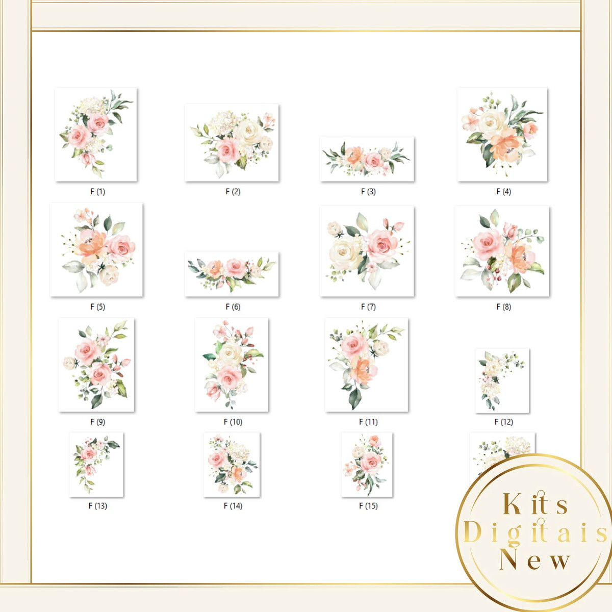 Floral Flor Aquarela Luxo Kit Digital - Imagem 2