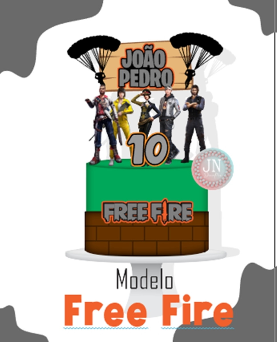 Free Fire -topo de Bolo Arquivo de Corte e Impressão