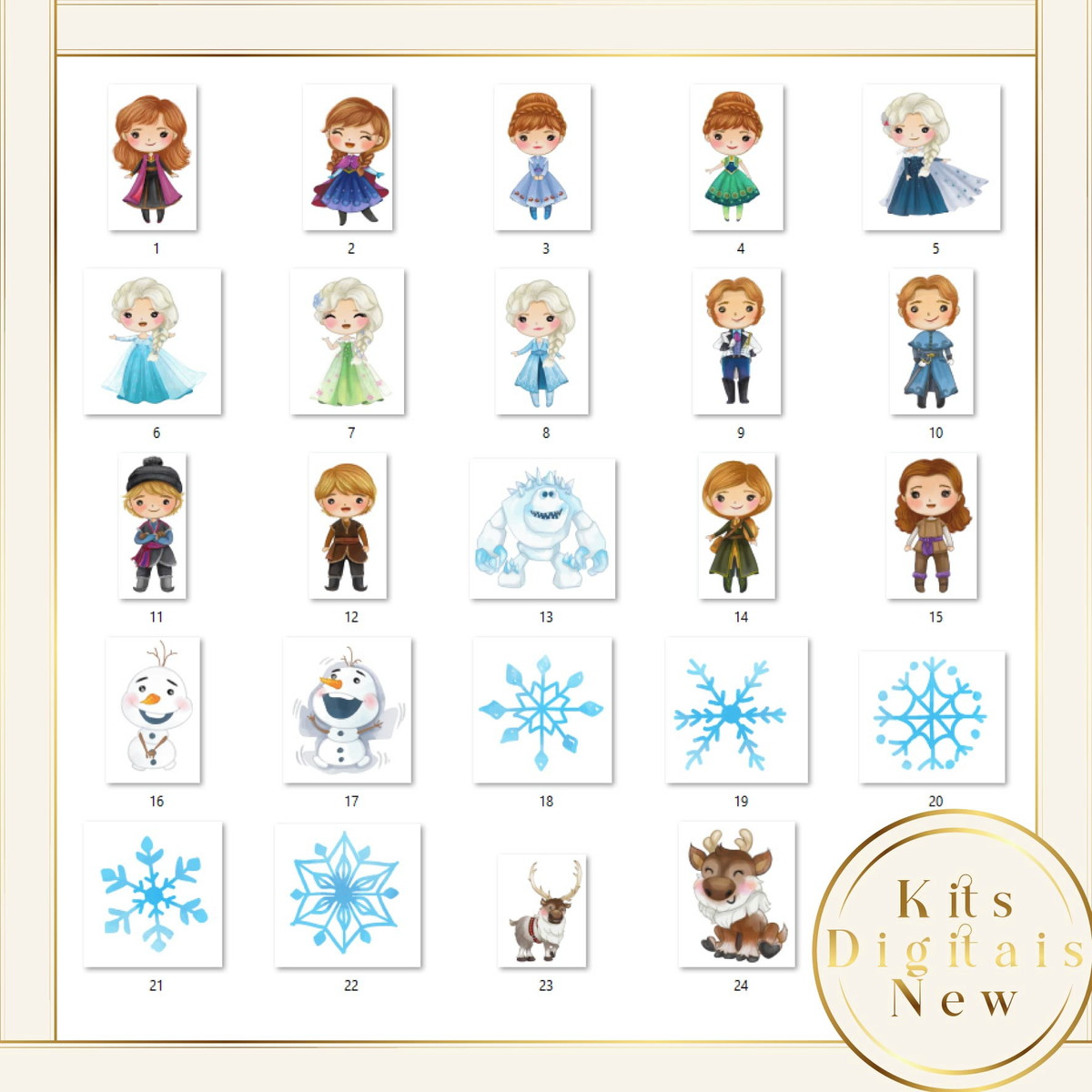 Frozen Aquarela Kit Digital - Imagem 2