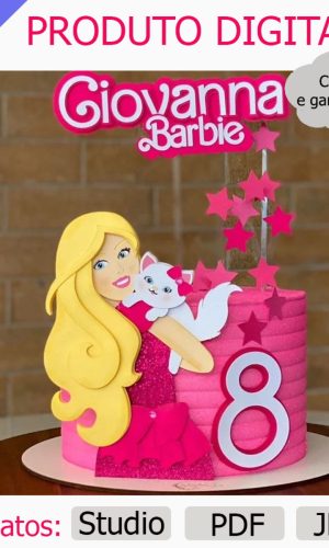 G1039- Arquivo Topo de Bolo Barbie em Camadas
