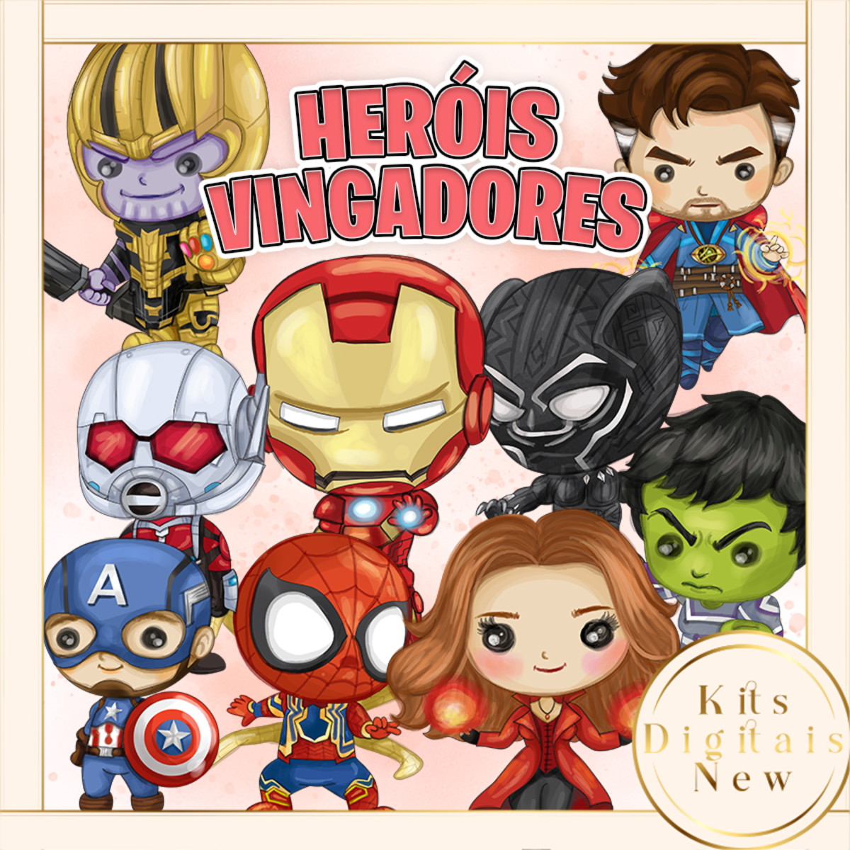 Heróis Homem Aranha Aquarela Vingadores Kit Digital