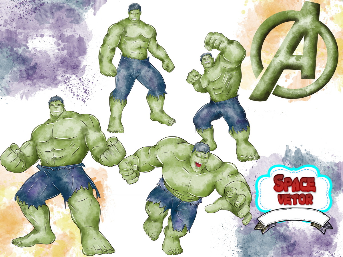 Hulk Aquarela ,kit Digital Compre 1 Leve 3