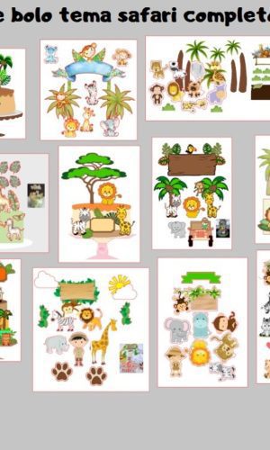 Kit 11 Arquivos Digitais de Corte Topo Bolo Safari Cute