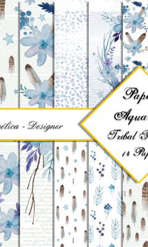 Kit Arquivo Digital Aquarela - Tribal Floral