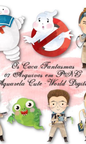 Kit Arquivo Digital em PNG Aquarela Cute Caça Fantasmas