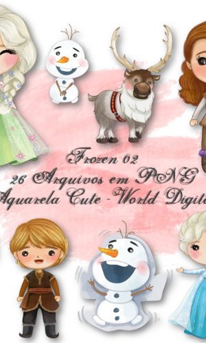 Kit Arquivo Digital em PNG Aquarela Cute Frozen 02