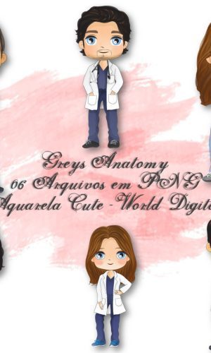 Kit Arquivo Digital em PNG Aquarela Cute Greys Anatomy