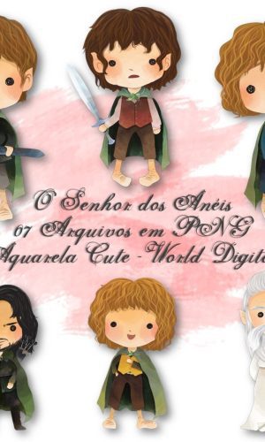 Kit Arquivo Digital em PNG Aquarela Cute O Senhor dos Anéis