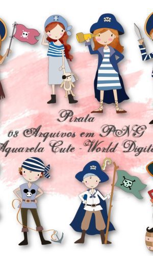 Kit Arquivo Digital em PNG Aquarela Cute Pirata