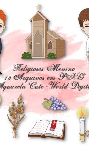 Kit Arquivo Digital em PNG Aquarela Religiosos Menino