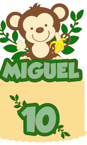 Kit C/ 5 Arquivo De Corte: Topo De Bolo Macaco 001
