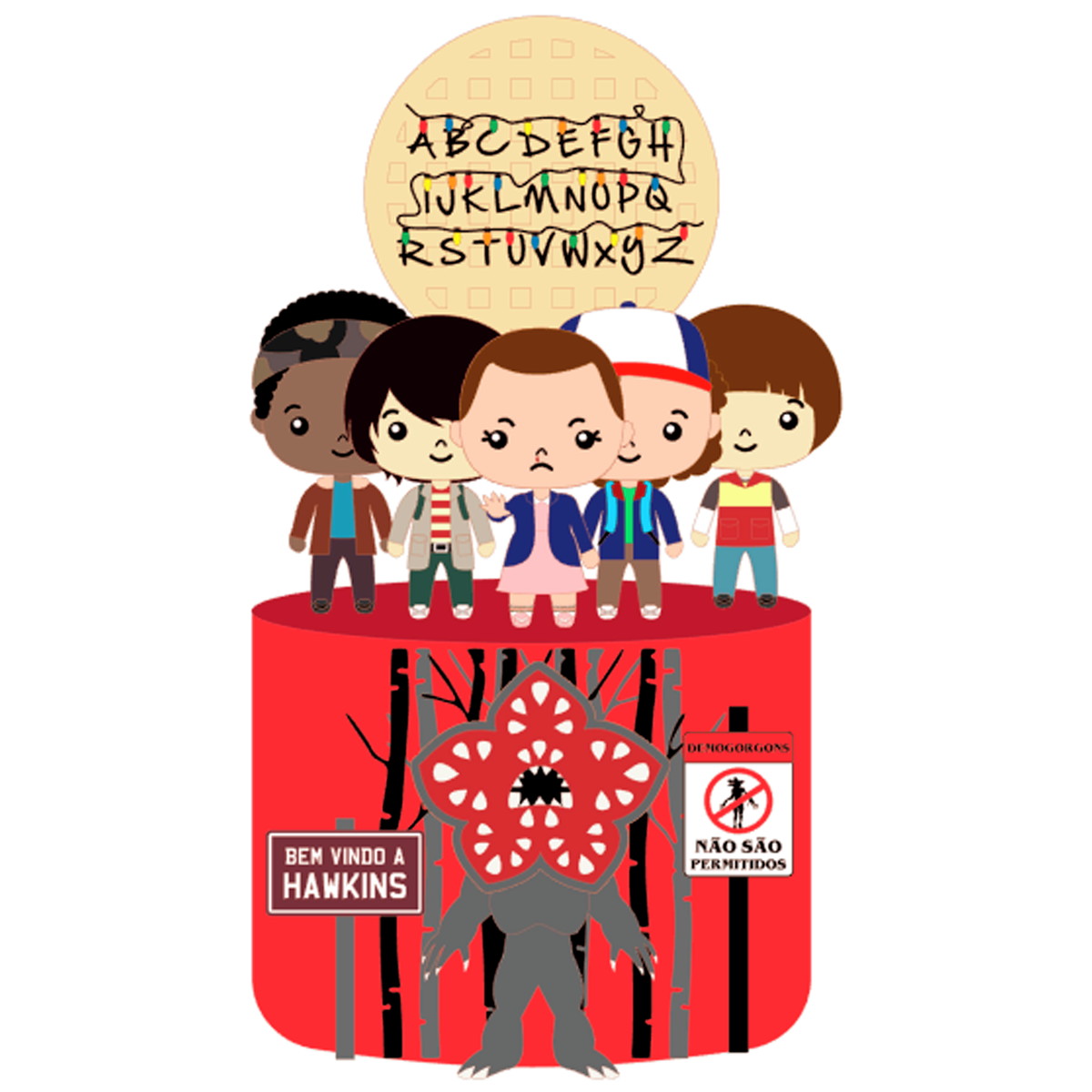 Kit C/ 5 Arquivo De Corte: Topo Stranger Things Cute 001