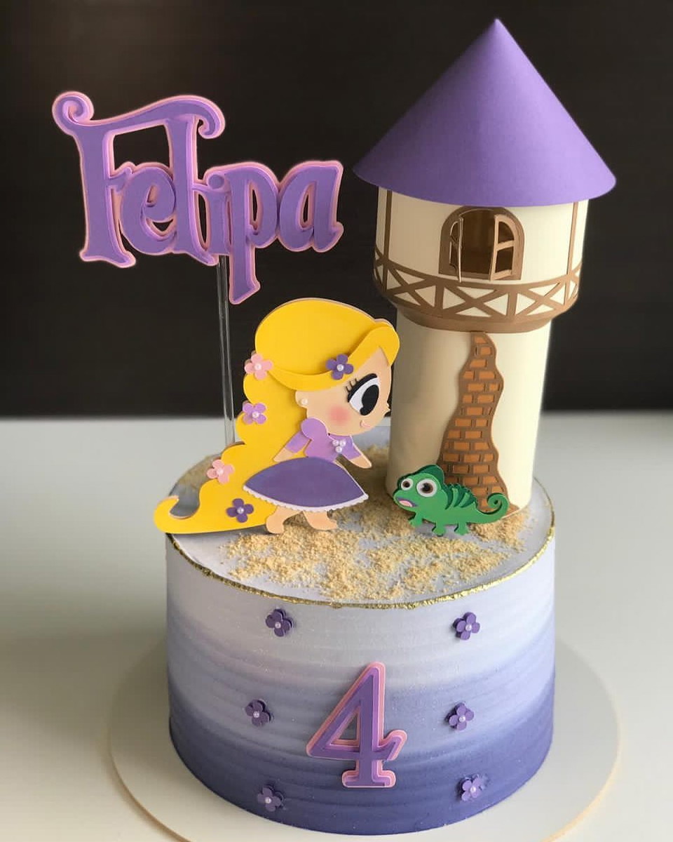 Kit c/ 5 Arquivo de Corte: Topo Torre Rapunzel Cute 001