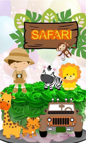 Kit c/ 5 arquivos de corte 23-SAFARI TOPO DE BOLO EM CAMADAS