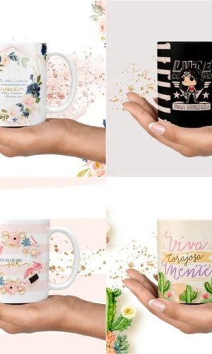 Kit com 4 Artes para Canecas em Png Dia da Mulher