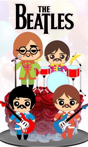 Kit com 5 arquivos de corte 01-BEATLE TOPO DE BOLO CAMADAS
