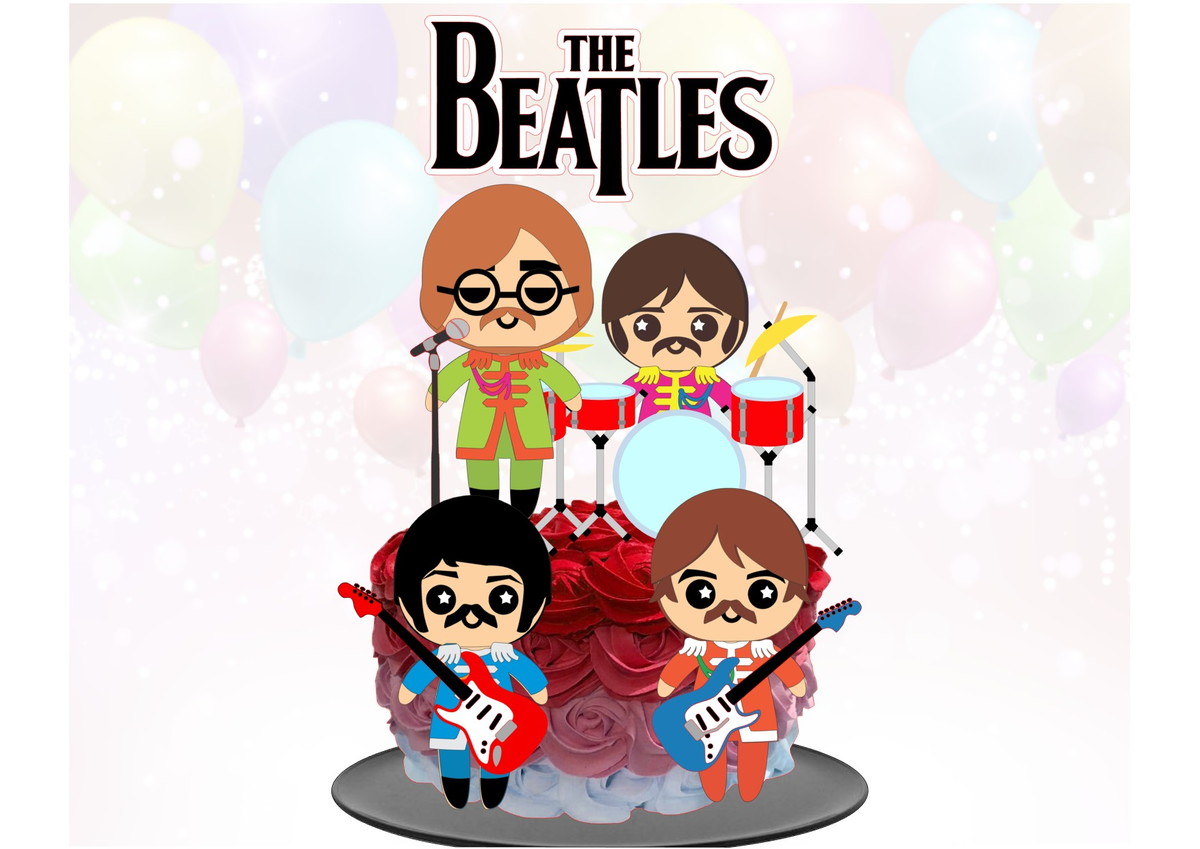 Kit com 5 arquivos de corte 01-BEATLE TOPO DE BOLO CAMADAS