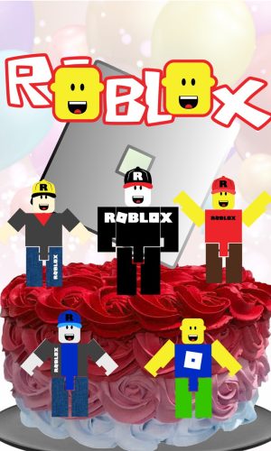 Kit com 5 arquivos de corte 03-ROBLOX TOPO DE BOLO EM CAMADA
