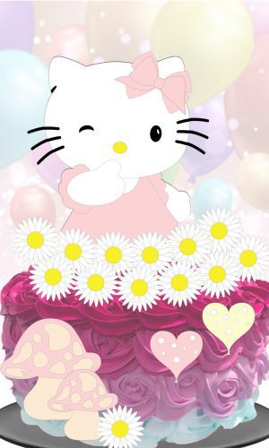 Kit com 5 arquivos de corte: 04-HELLO KITTY TOPO EM CAMADAS