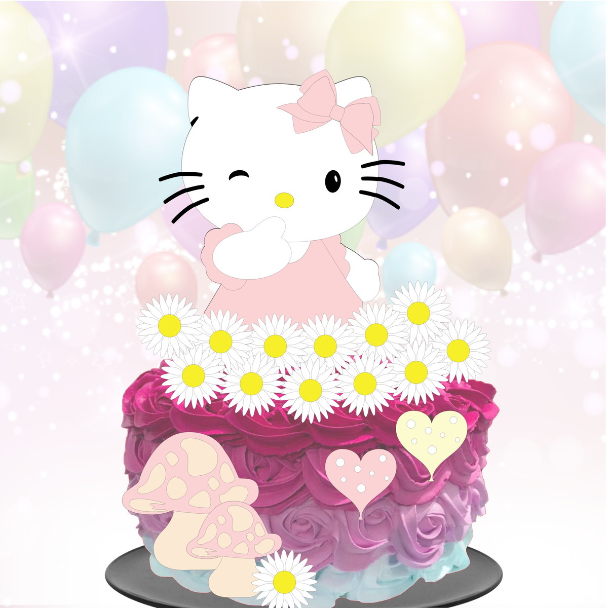 Kit com 5 arquivos de corte: 04-HELLO KITTY TOPO EM CAMADAS