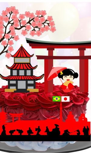 Kit com 5 arquivos de corte 04-JAPÃO TOPO DE BOLO CAMADAS