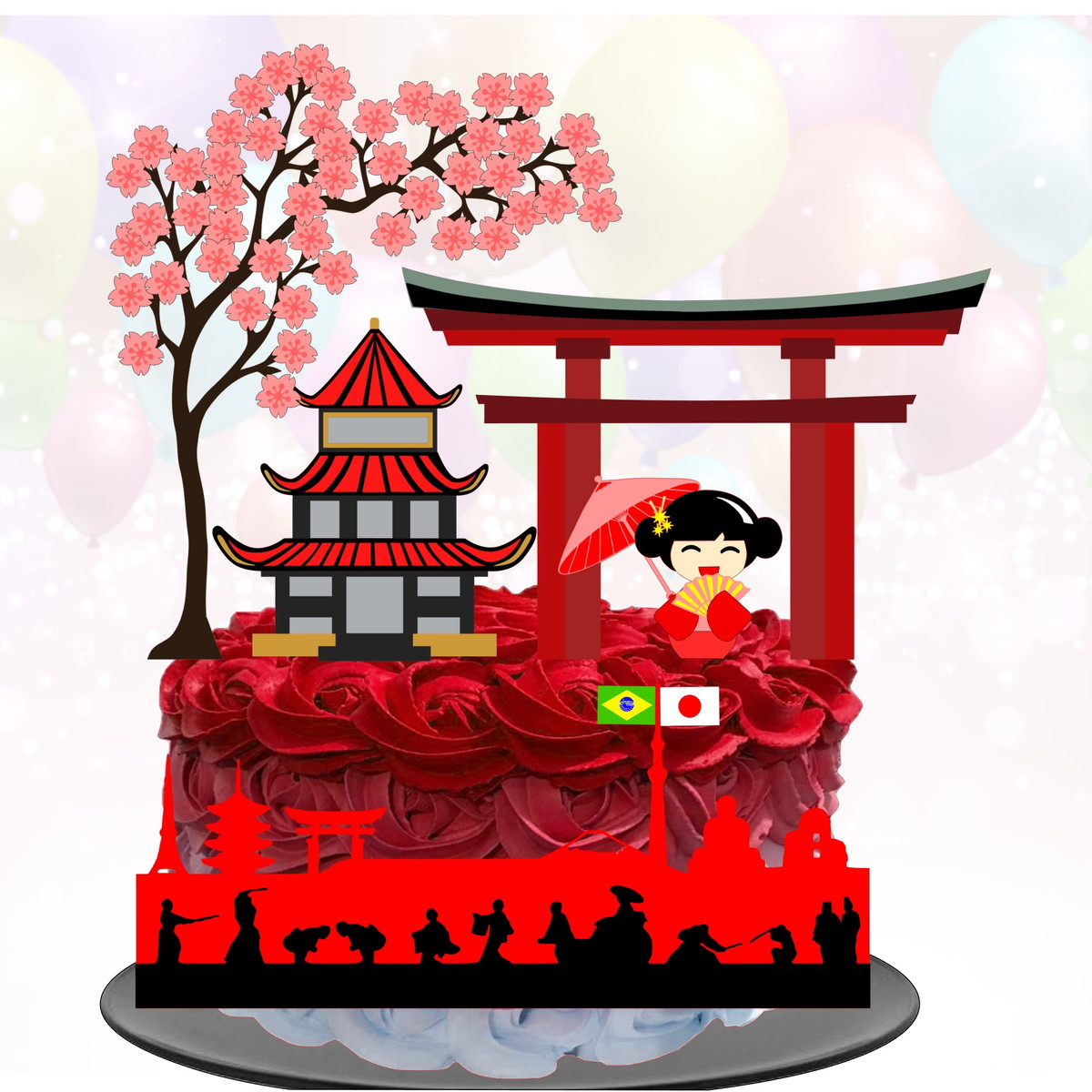 Kit com 5 arquivos de corte 04-JAPÃO TOPO DE BOLO CAMADAS