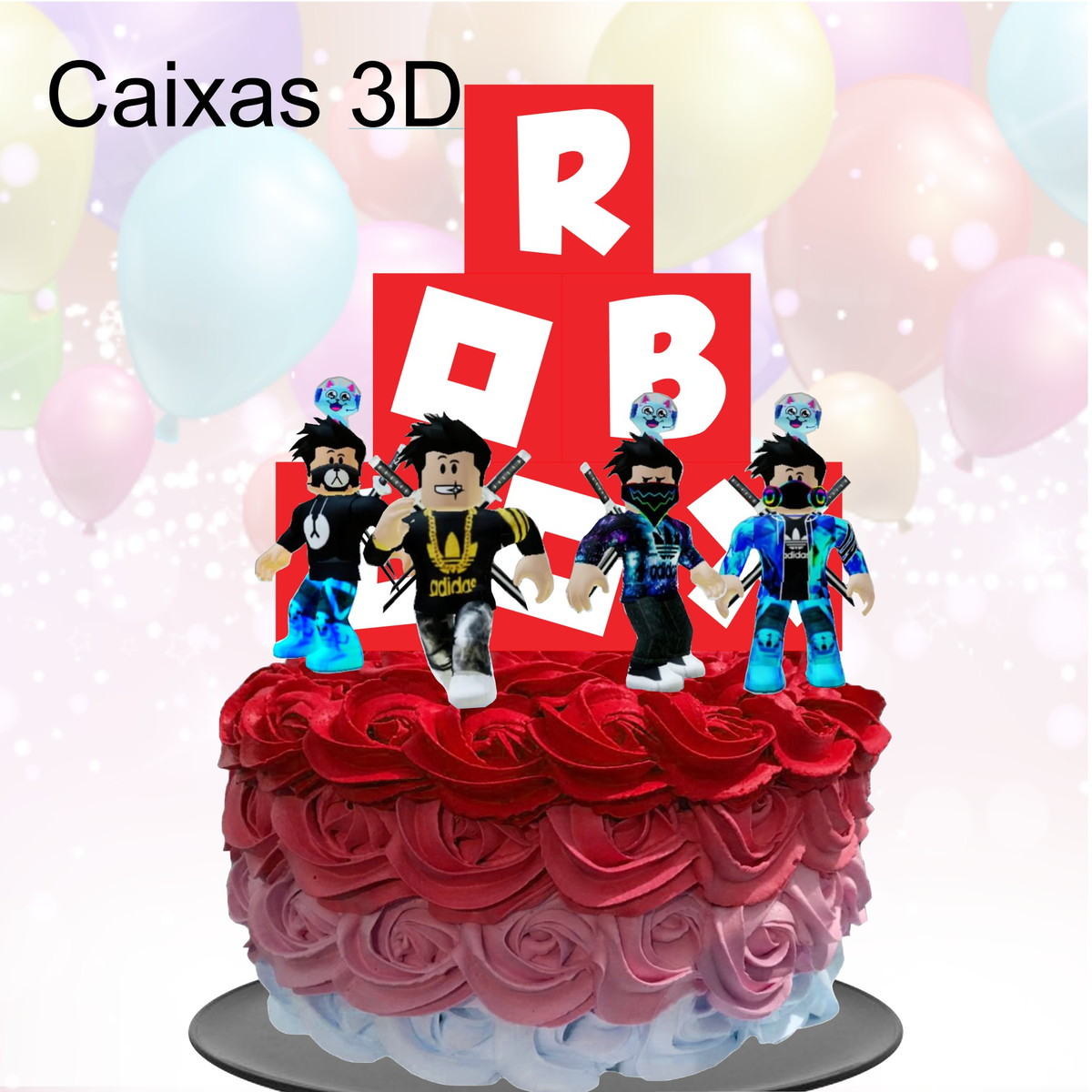 Kit com 5 arquivos de corte 04-ROBLOX TOPO DE BOLO PRINT CUT