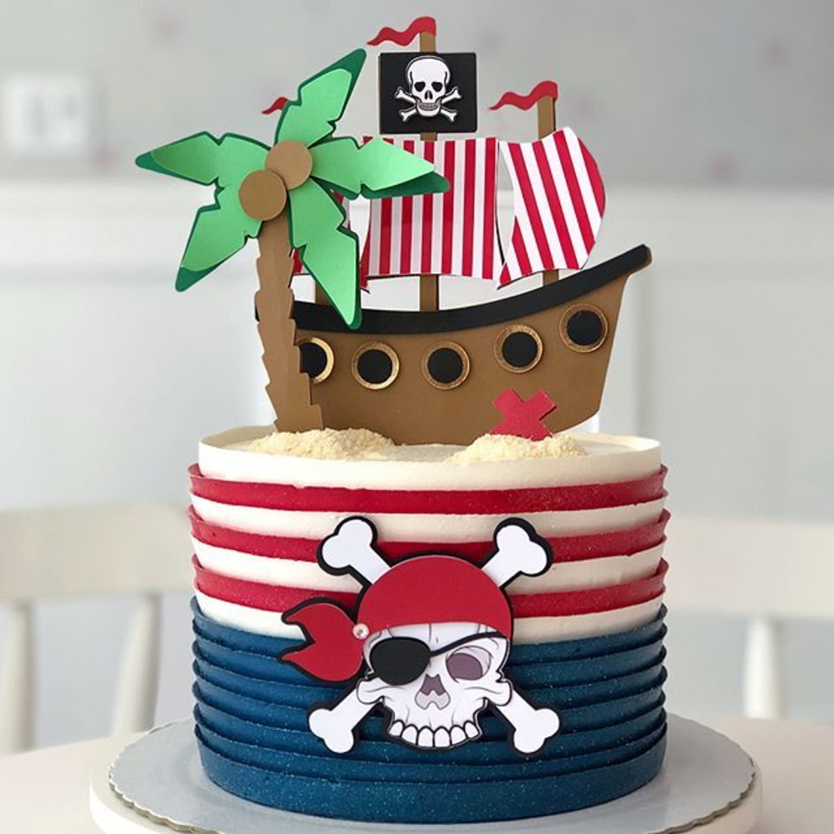 Kit com 5 arquivos de corte 05-PIRATAS TOPO DE BOLO CAMADAS
