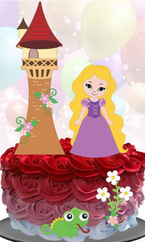 Kit com 5 arquivos de corte 06-RAPUNZEL TOPO DE BOLO CAMADAS