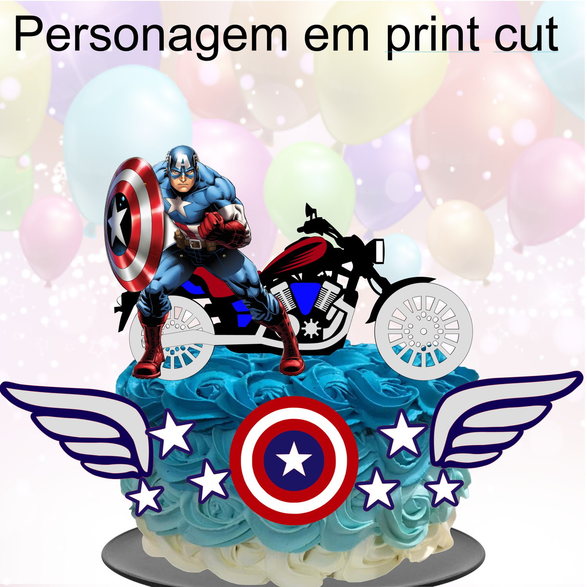 Kit com 5 arquivos de corte 06-CAPITÃO AMÉRICA TOPO BOLO